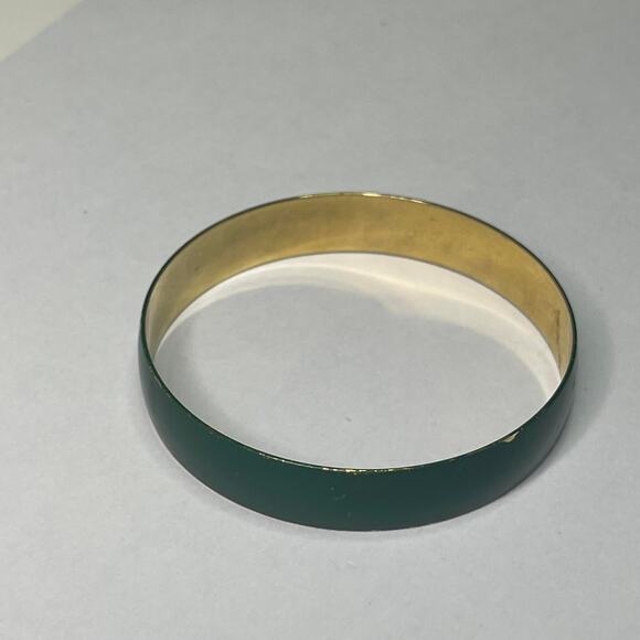 bangle bracelet deep green enamel costume jewelry - Picture 5 of 9